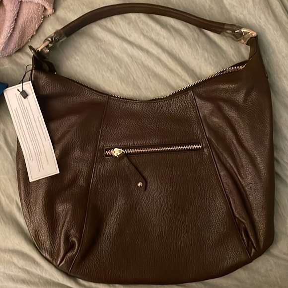 NWT Kristen Bell for Erica Anenberg brown shoulder hobo bag - Picture 2 of 5